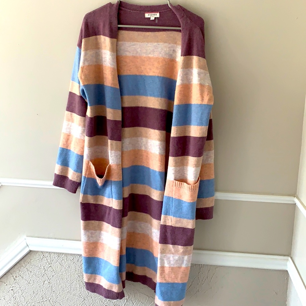 Pastel Colorblock Long Cardigan